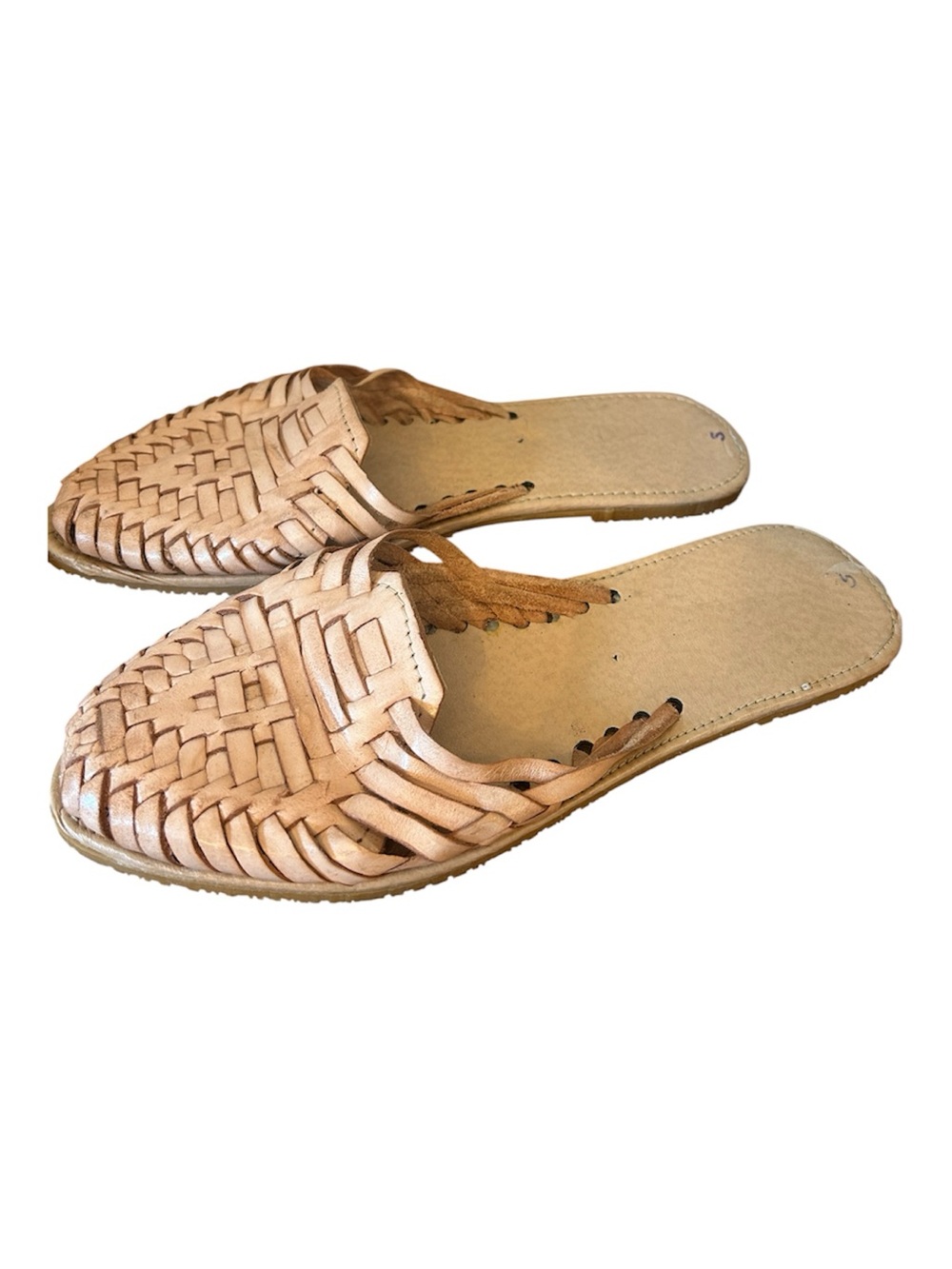 Handwoven Leather Huarache Mules Slip On Clogs Artisan Boho Sandals Off White 8 - Picture 2 of 6